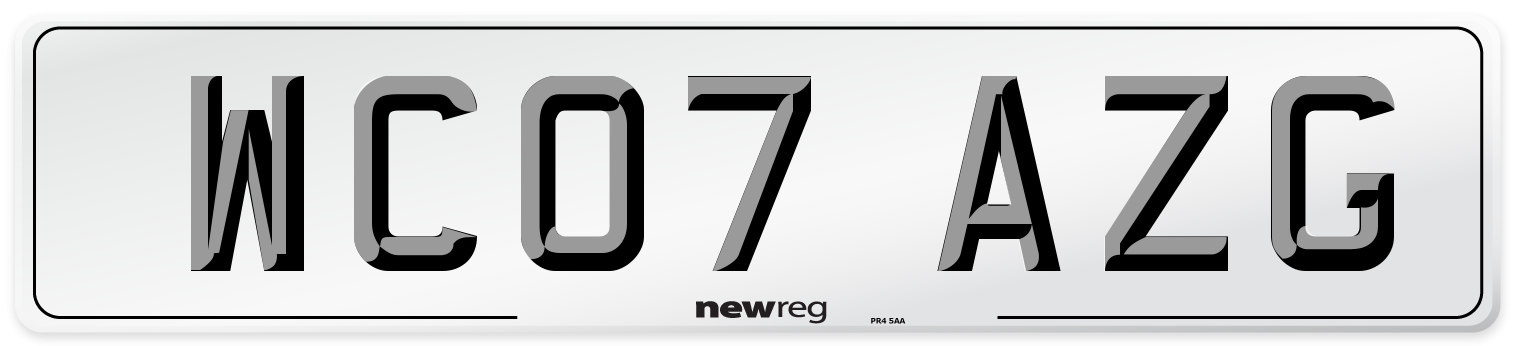 WC07 AZG Number Plate from New Reg